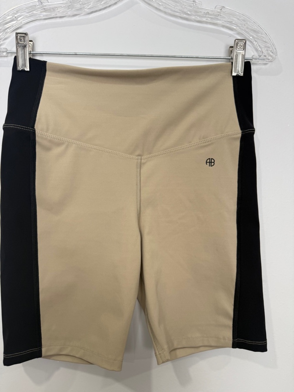Anine Bing Beige and Black Colorblock Shorts